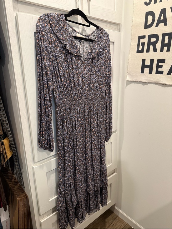Universal Thread Dresses & Skirts - Universal Thread Floral Long Sleeve Ruffle Midi Dress - Navy/Pink/Cream/Purple